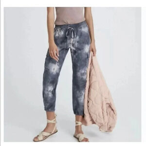 NWT Anthropologie Sanctuary Carefree Cargo Joggers Pants in Blue Tie-Dye Sz XS